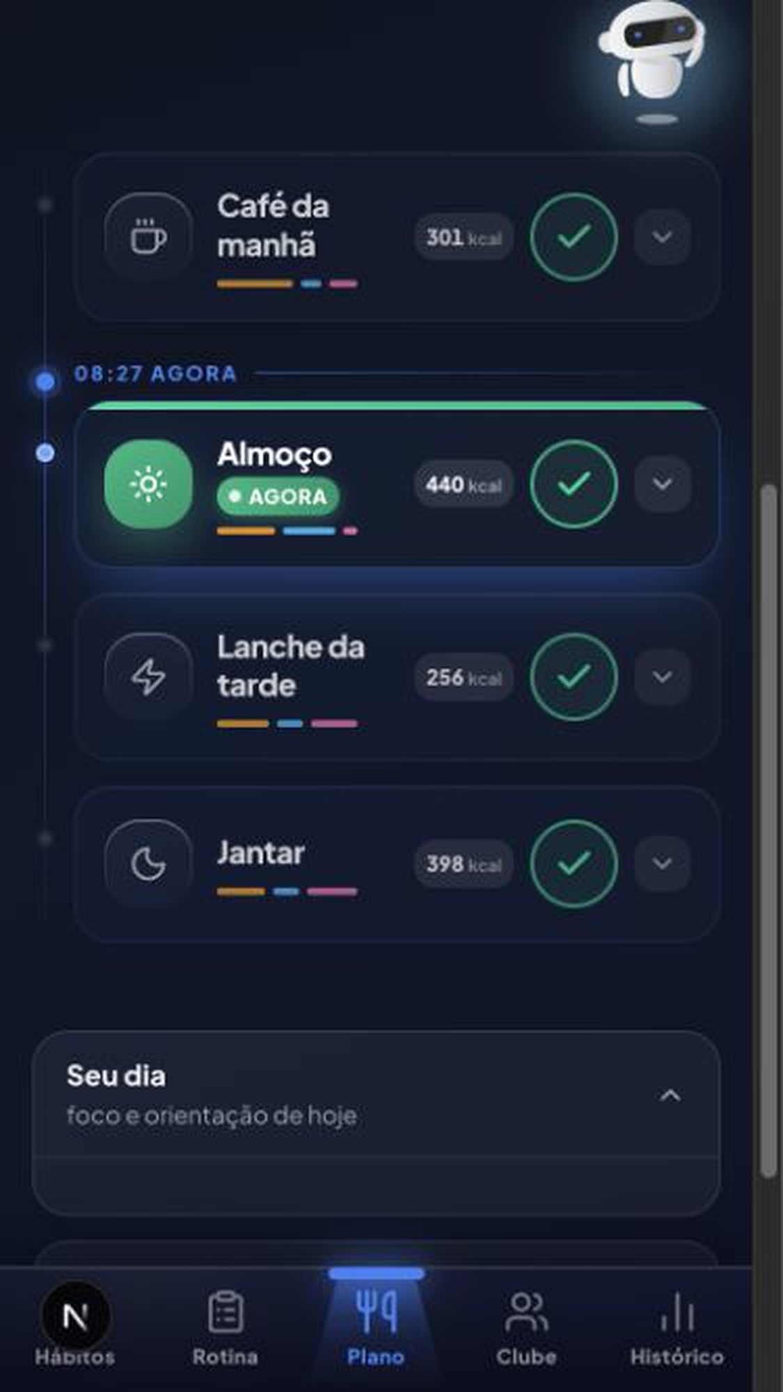 Tela real de alimentação do aplicativo Vittae